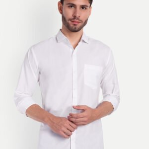 Life Roads Men's Slim Fit Regular Cotton White Solid Shirt