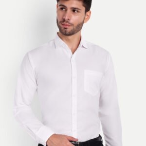 Life Roads Men's Slim Fit Regular Cotton White Solid Shirt