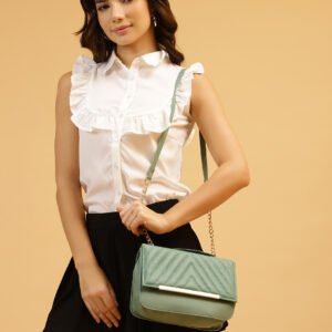CAVAYA Elegant PU Sling Bag with Top Handle & Chain Strap